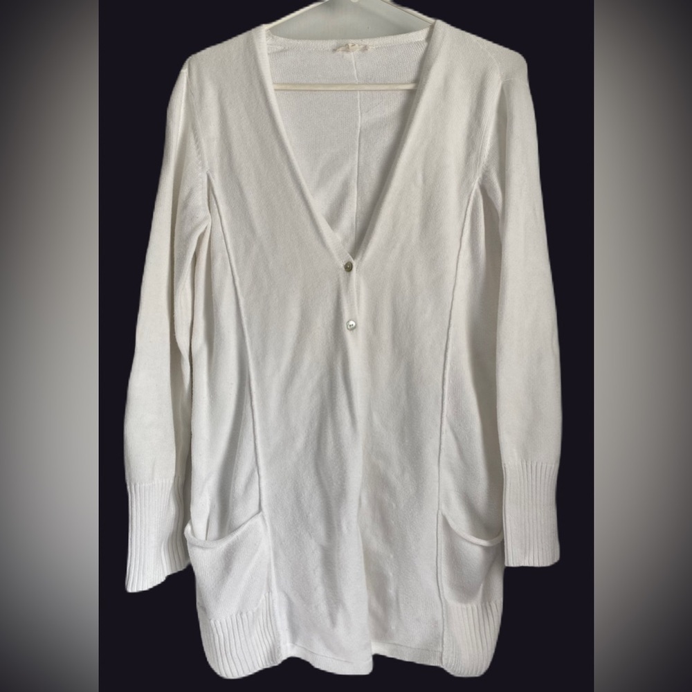 Eileen Fisher Organic Cotton Chenille Boyfriend v-Neck Cardigan, Size: Small